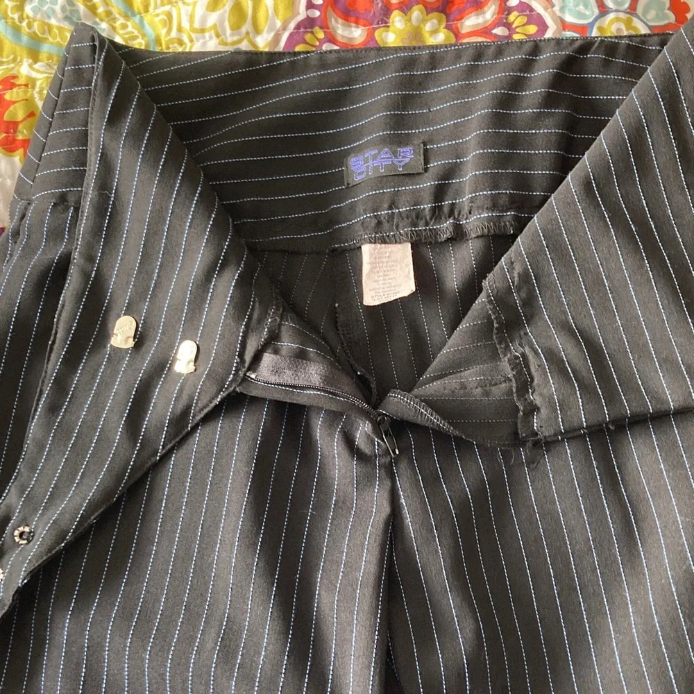 Star City Black Pinstripe Trousers - Picture 7 of 8